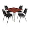 Kee Kee Square Table & Chair Set, Wood, Metal, Vinyl Top, Cherry TB4848CHBPCM29BK - alternate 1
